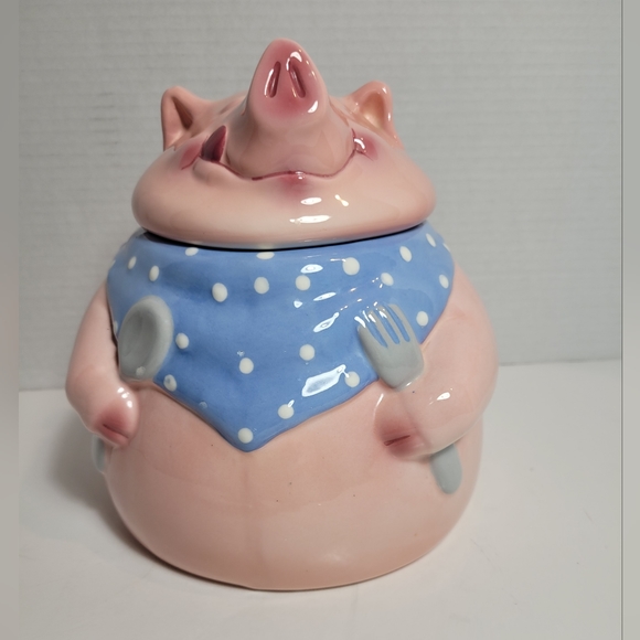 Pink Pig Out Vintage Clay Art Cookie Jar 1991 Excellent - Picture 3 of 16